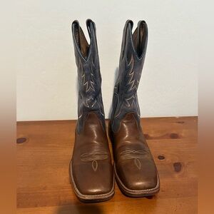 Men's Brown and Blue Western Boots